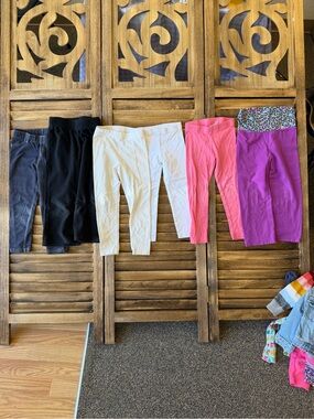 3T Girls' Legging Bundle Navy Jegging, Black Fleece, White Sparkle, Pink, Purple